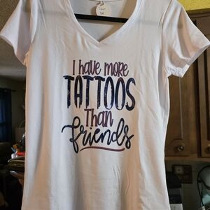 White Graphic Tee with Bold Text